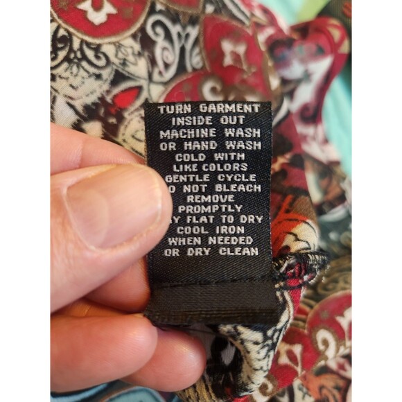 Zac‎ & Rachel Sheer Red/Black  Blouse w/ Pockets Top 3/4 Sleeve Button Down Top. - Picture 7 of 9